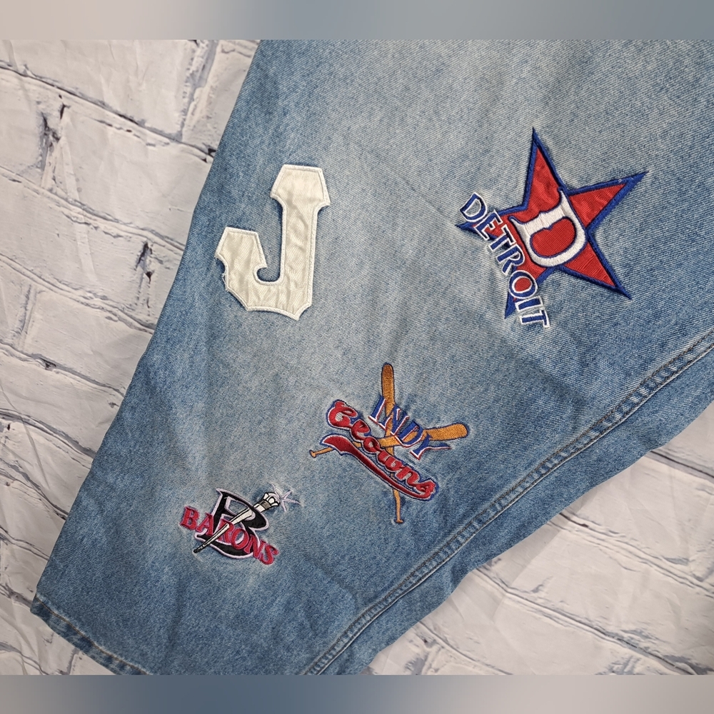 Headgear Negro League Baseball Men's Jeans Team Patches Straight 44 Actual 42x33 - Picture 13 of 15